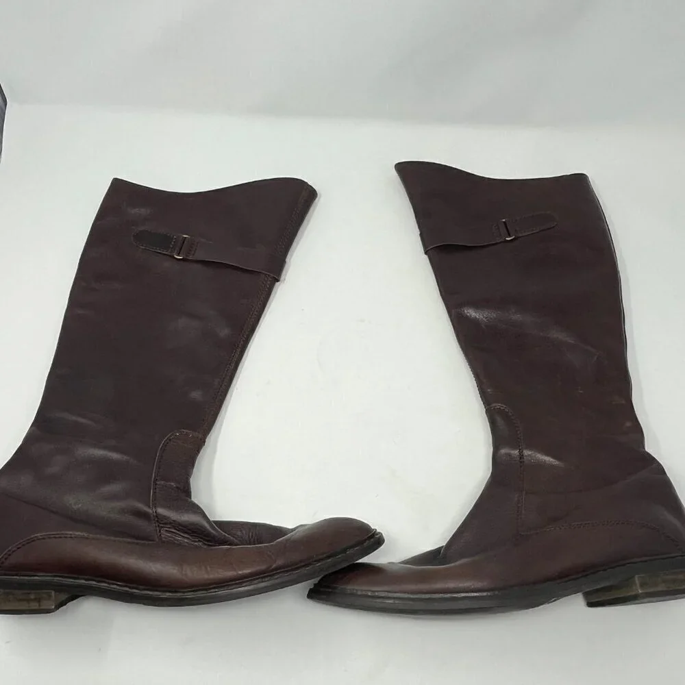 DAVOS Gomma tall riding boots 10 women brown leather equestrian